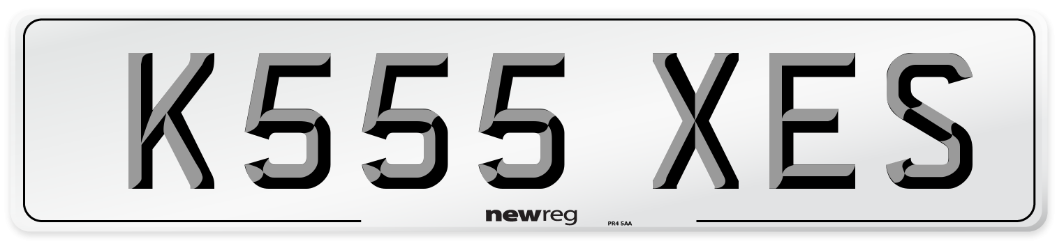 K555 XES Number Plate from New Reg